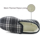 B568243 Mens Fleece Lined Check Winter Slippers in Black