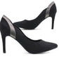 Womens court shoes Faux Suede Pointed Toe Stilettoes in Black