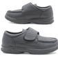 TONY Mens Wide Fit Touch Fasten Shoes in Black