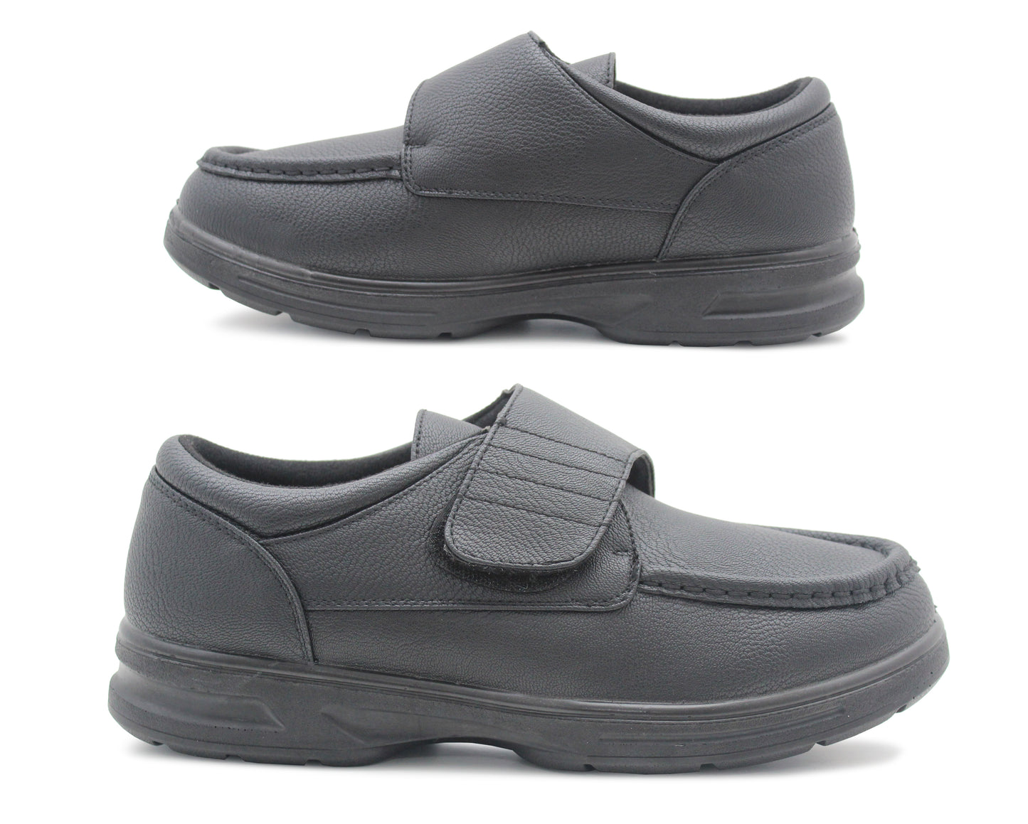 TONY Mens Wide Fit Touch Fasten Shoes in Black