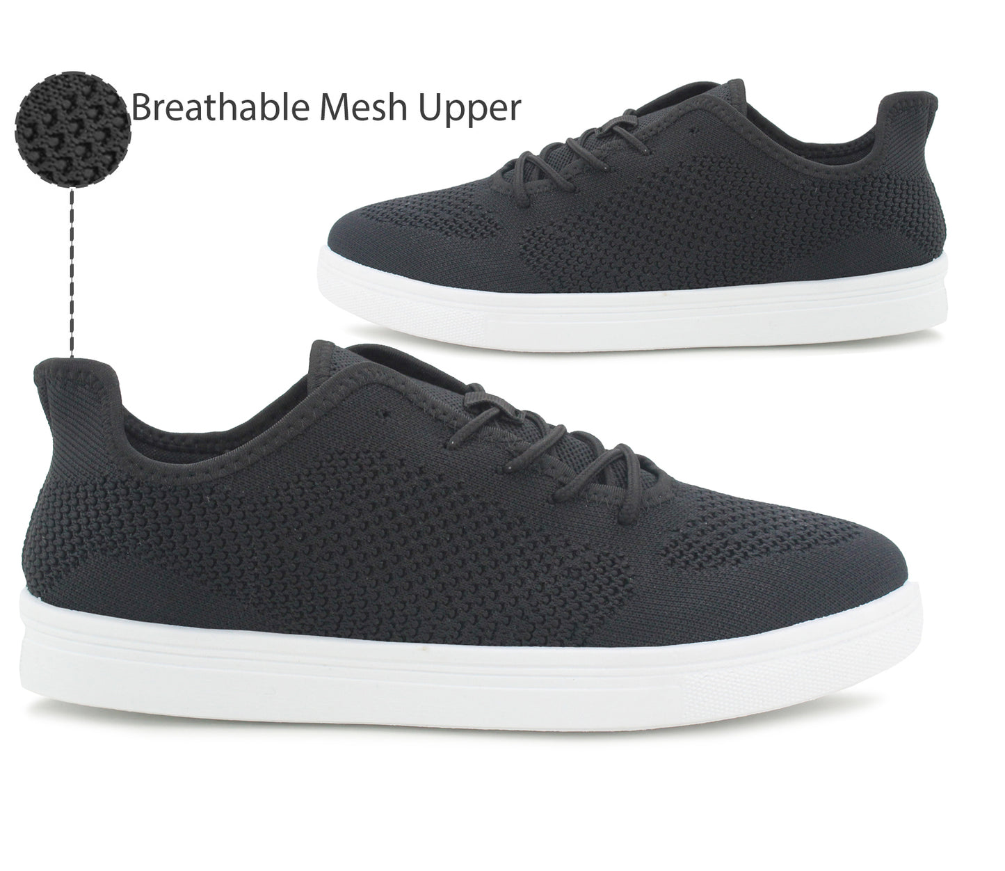 BEKO Mens Lightweight Breathable Mesh Trainers in Black