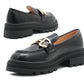 B852880 Womens Platform Sole Chunky Fashion Loafers in Black