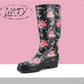 Womens Adjustable Calf Wellies Waterproof Ladies Fashion Festival Dog Walking Rain Mud Wellington Boots