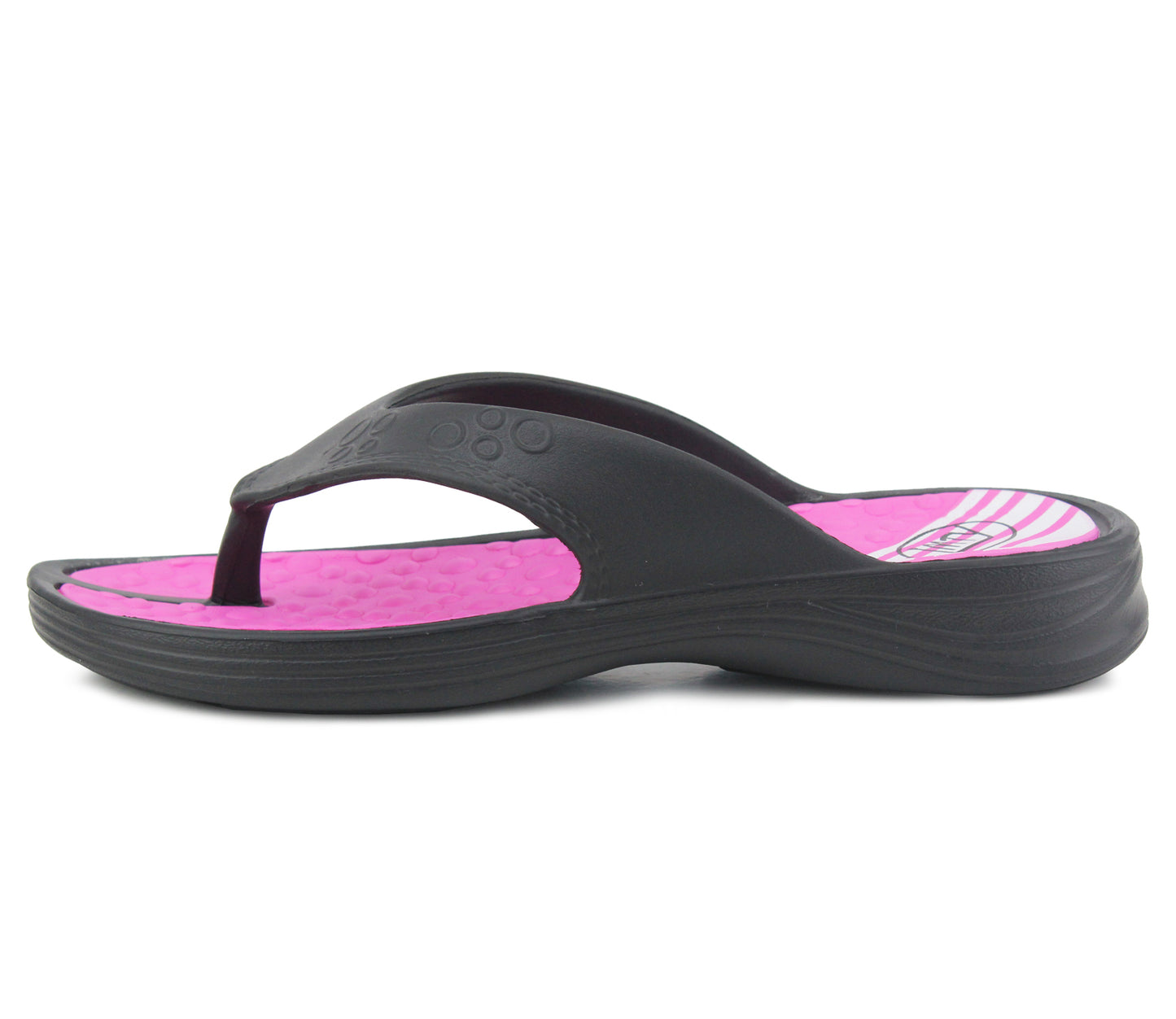 Womens Ladies Lightweight EVA Toe Post Slip On Flat Beach Summer Pool Slides Water Shoes Flip Flops Sandals Black Pink