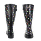 DITZY 001 Women's Black Polka Dot Adjustable Wellington Boots