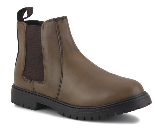 ADRIAN Unisex Kids Genuine Leather Zip Chelsea Boots in Brown