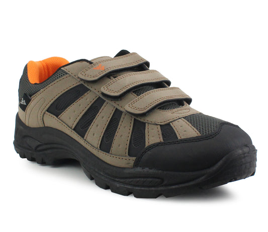 Mens Touch Fasten Hiking Trainers in Brown