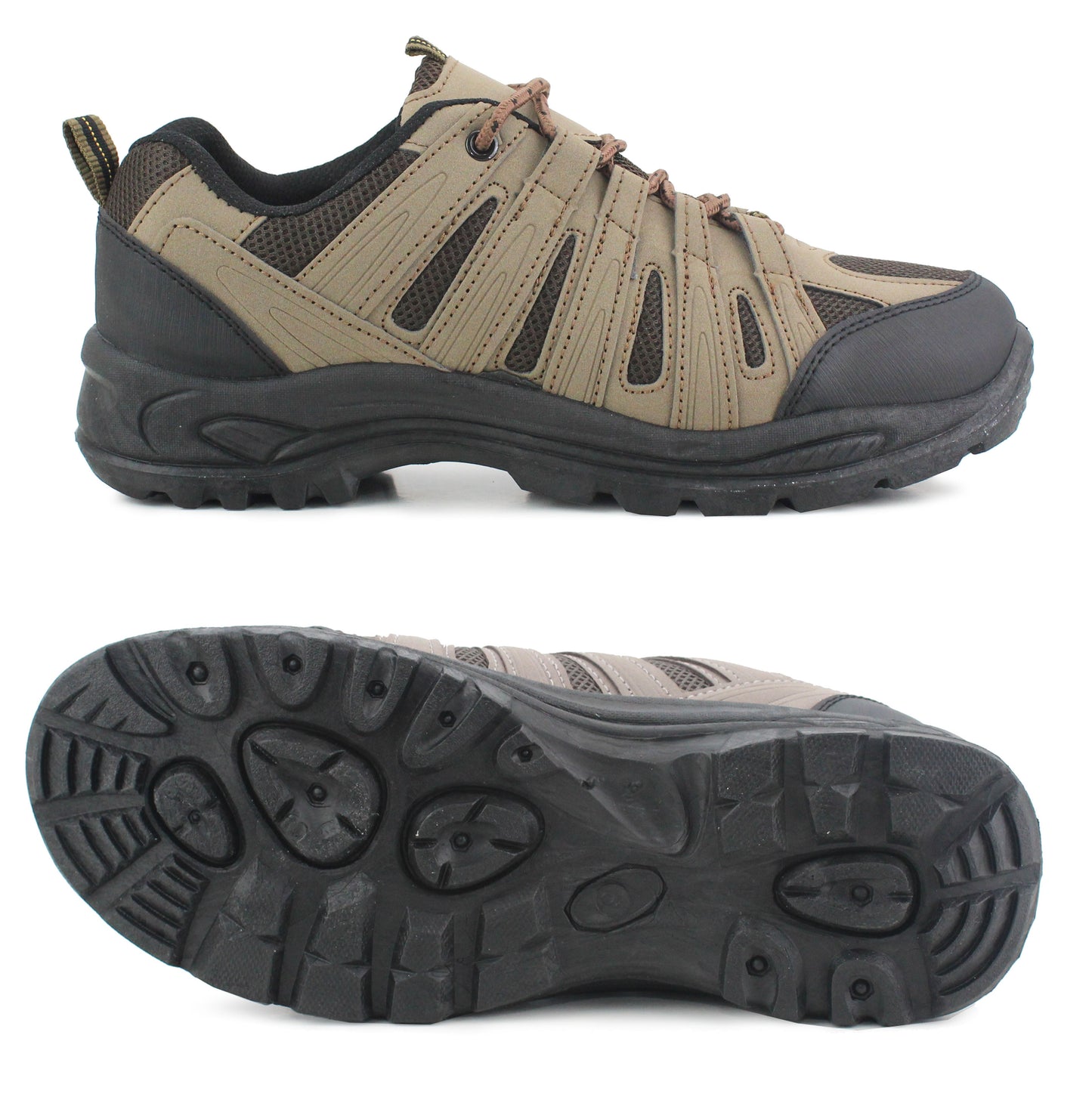 Mens Lace Up Hiking Trainers in Brown