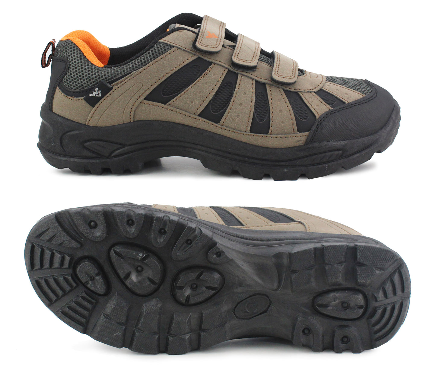 Mens Touch Fasten Hiking Trainers in Brown