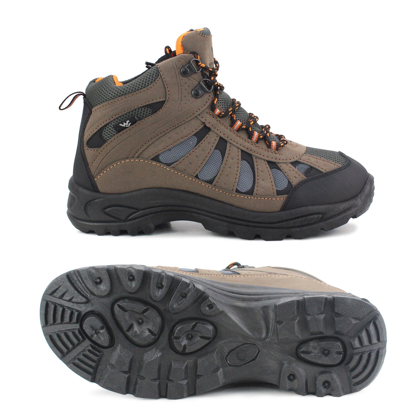 Mens Touch Fasten Hiking High Top Trainers in Brown