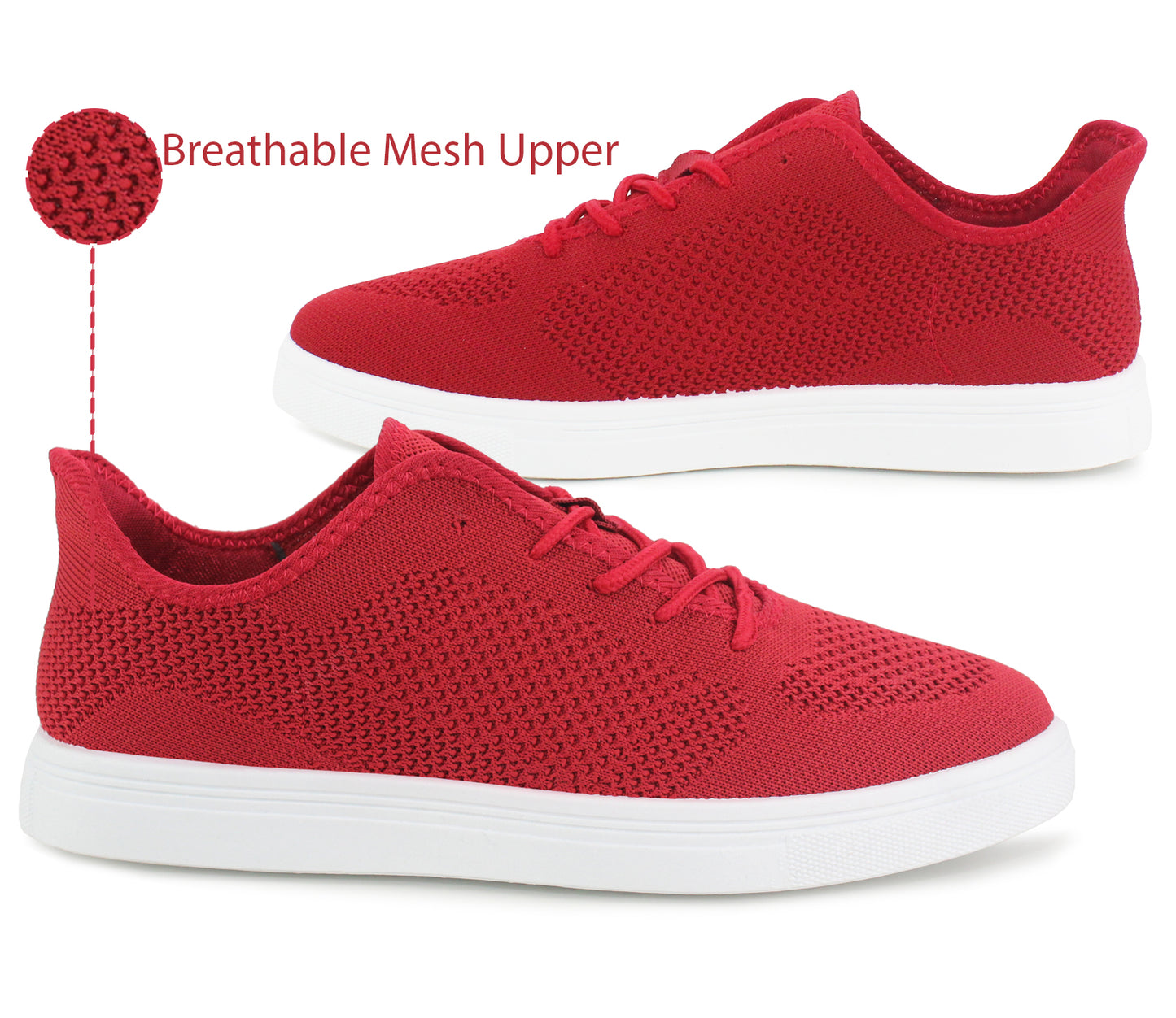 BEKO Mens Lightweight Breathable Mesh Trainers in Burgundy