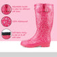 Womens Adjustable Calf Wellies Waterproof Ladies Fashion Festival Dog Walking Rain Mud Wellington Boots Fuchsia Pink