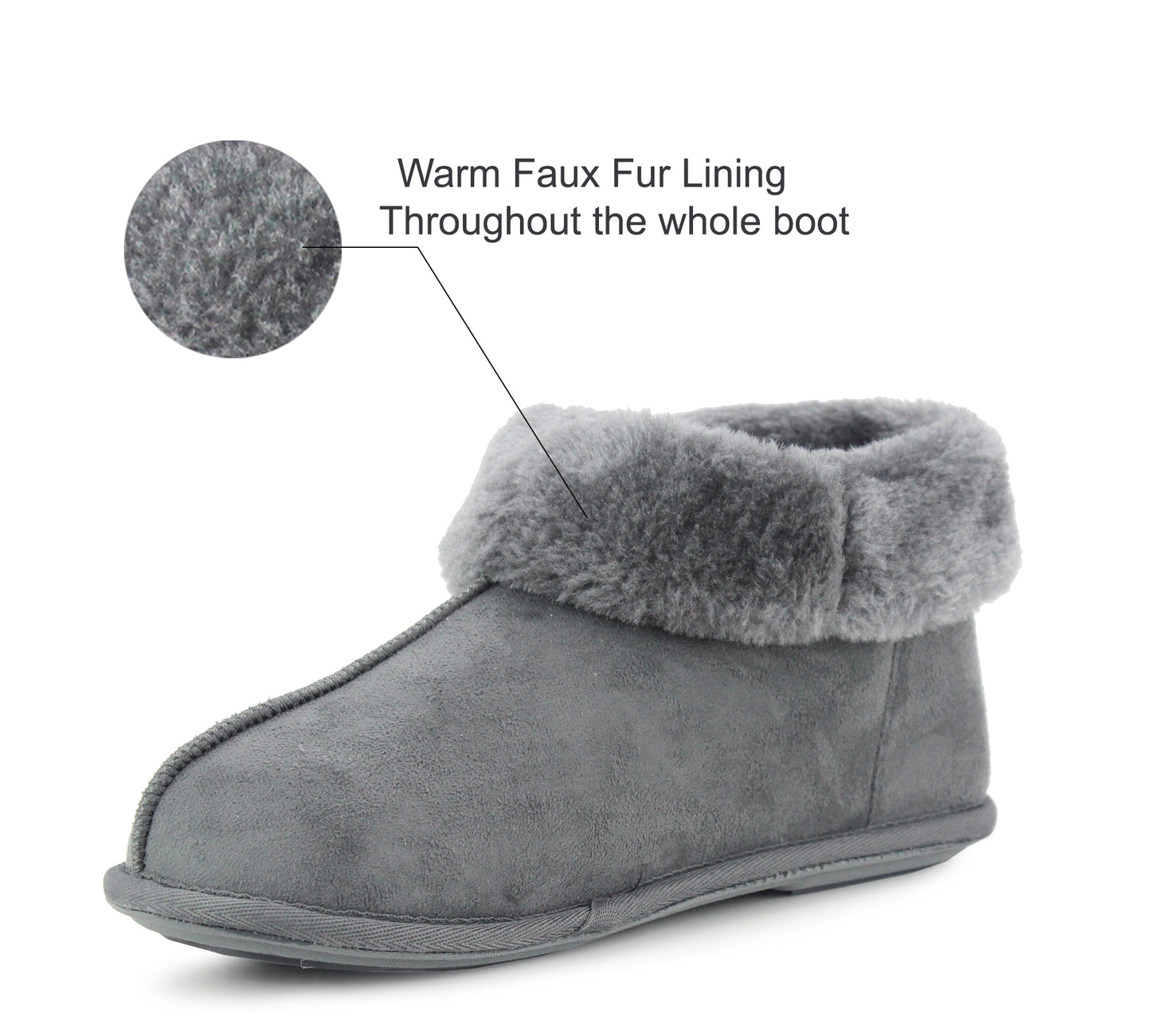 PHOEBE Womens Faux Fur Ankle Slippers in Grey