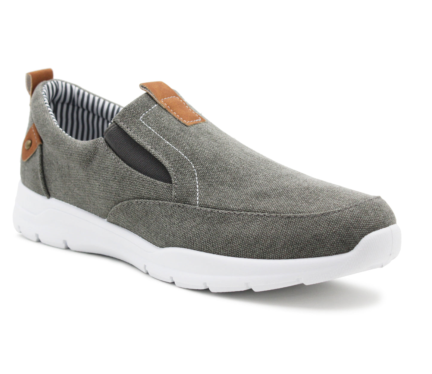 GEOFF Canvas Denim Slip On Trainers in Grey