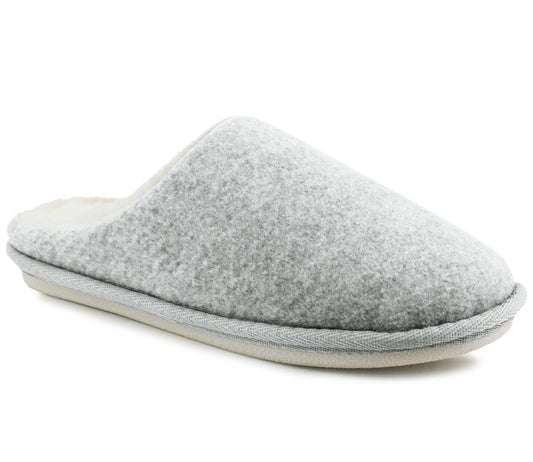 B841873 Womens Faux Fur Mule Slippers in Grey