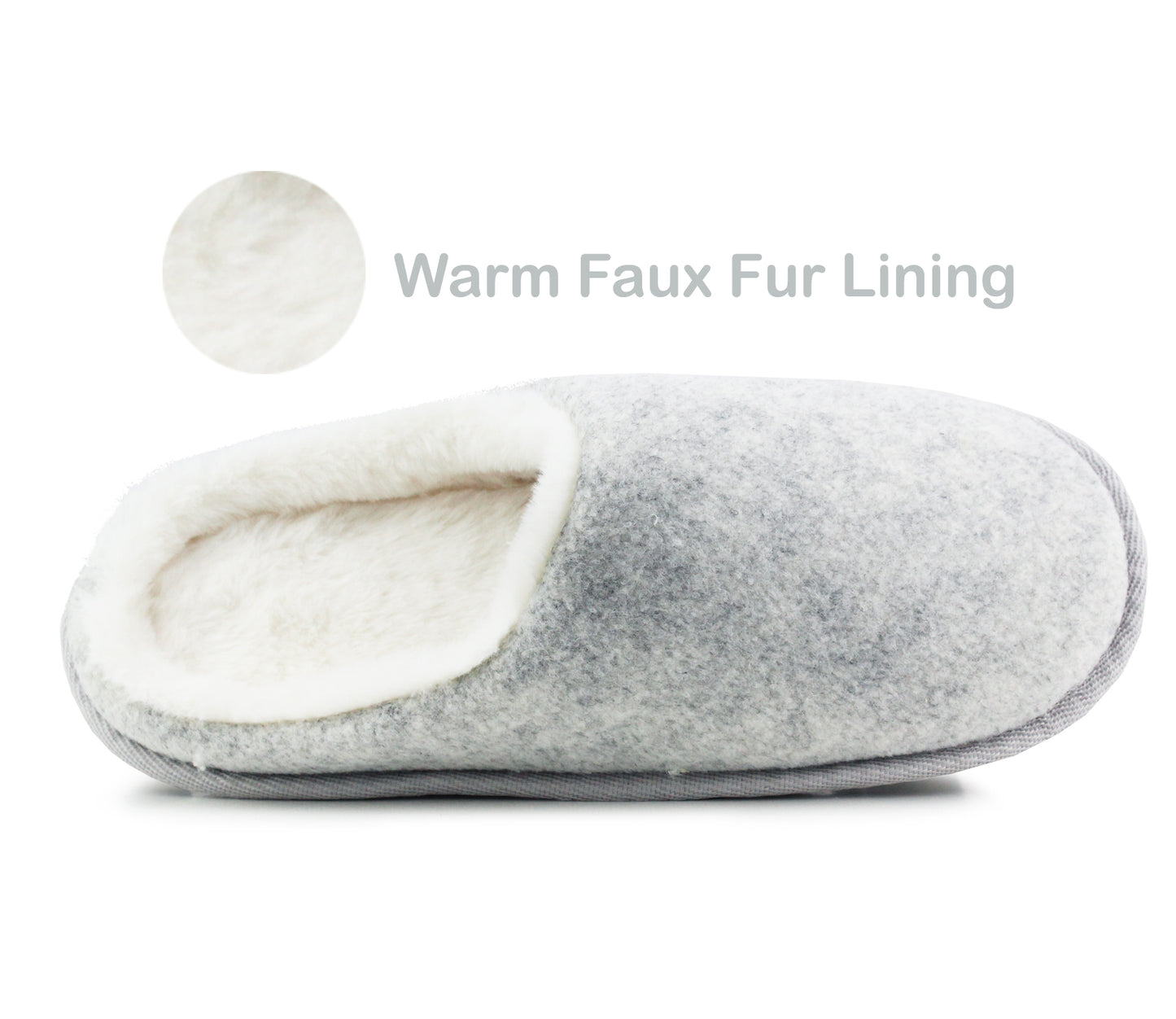 B841873 Womens Faux Fur Mule Slippers in Grey