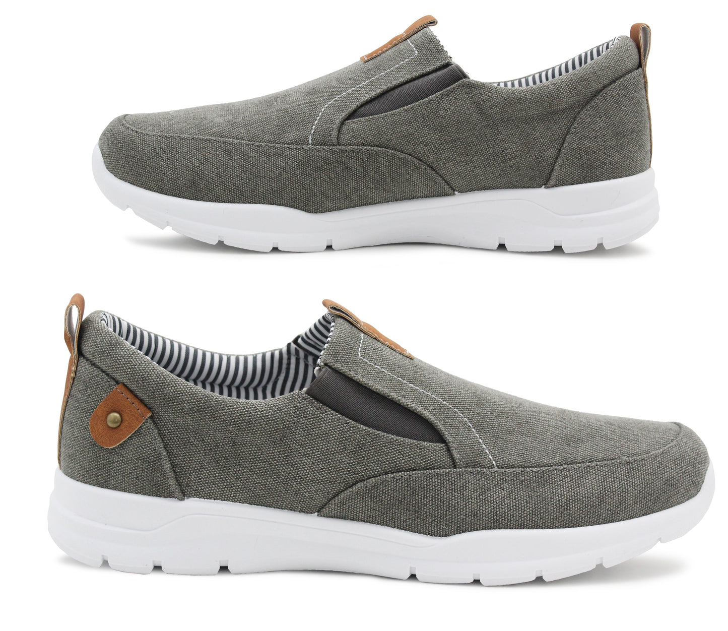 GEOFF Canvas Denim Slip On Trainers in Grey