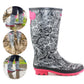 Womens Adjustable Wide Calf Wellies Ladies Waterproof Festival Fashion Rain Boot Dog Walking Mud Wellington Boots