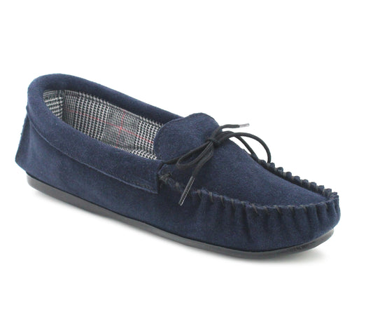 PAKISTAN Womens Suede Leather Moccasins in Navy