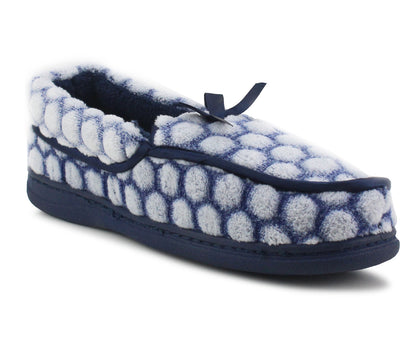 JOYCE Womens Faux Fur Slippers in Navy