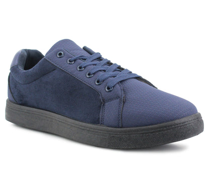 DAN Mens Smart PU Casual Trainers In Navy