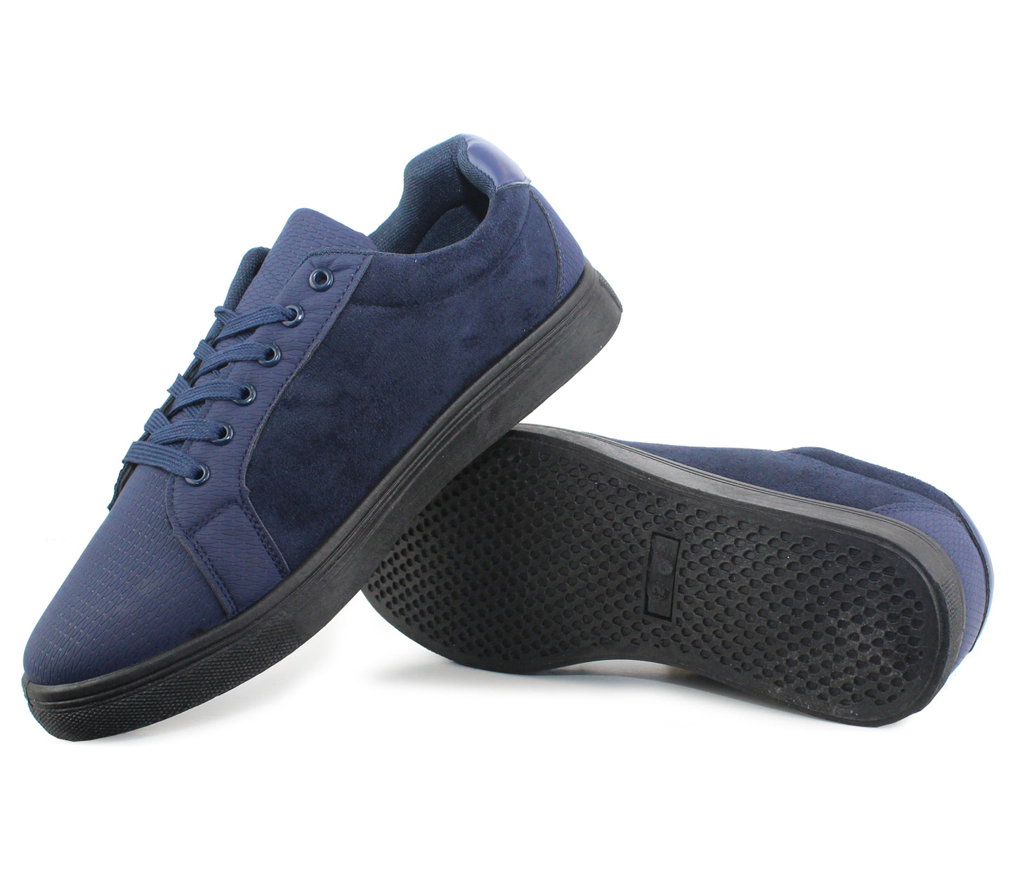 DAN Mens Smart PU Casual Trainers In Navy