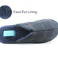 Mens Lightweight Slip On Navy Faux Fur Lined Mules Warm Winter Check Flat Backless Bedroom House Slippers