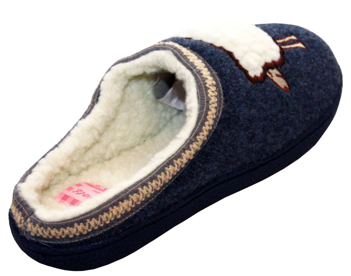 Beatrix Womens Fleece Faux Fur Lined Slippers in Navy