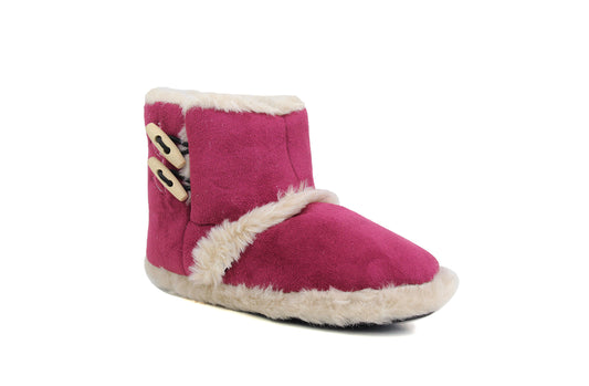 AD3821 Womens Faux Fur Ankle Boot Slippers in Fuchsia