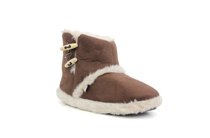 AD3821 Womens Faux Fur Ankle Boot Slippers in Brown