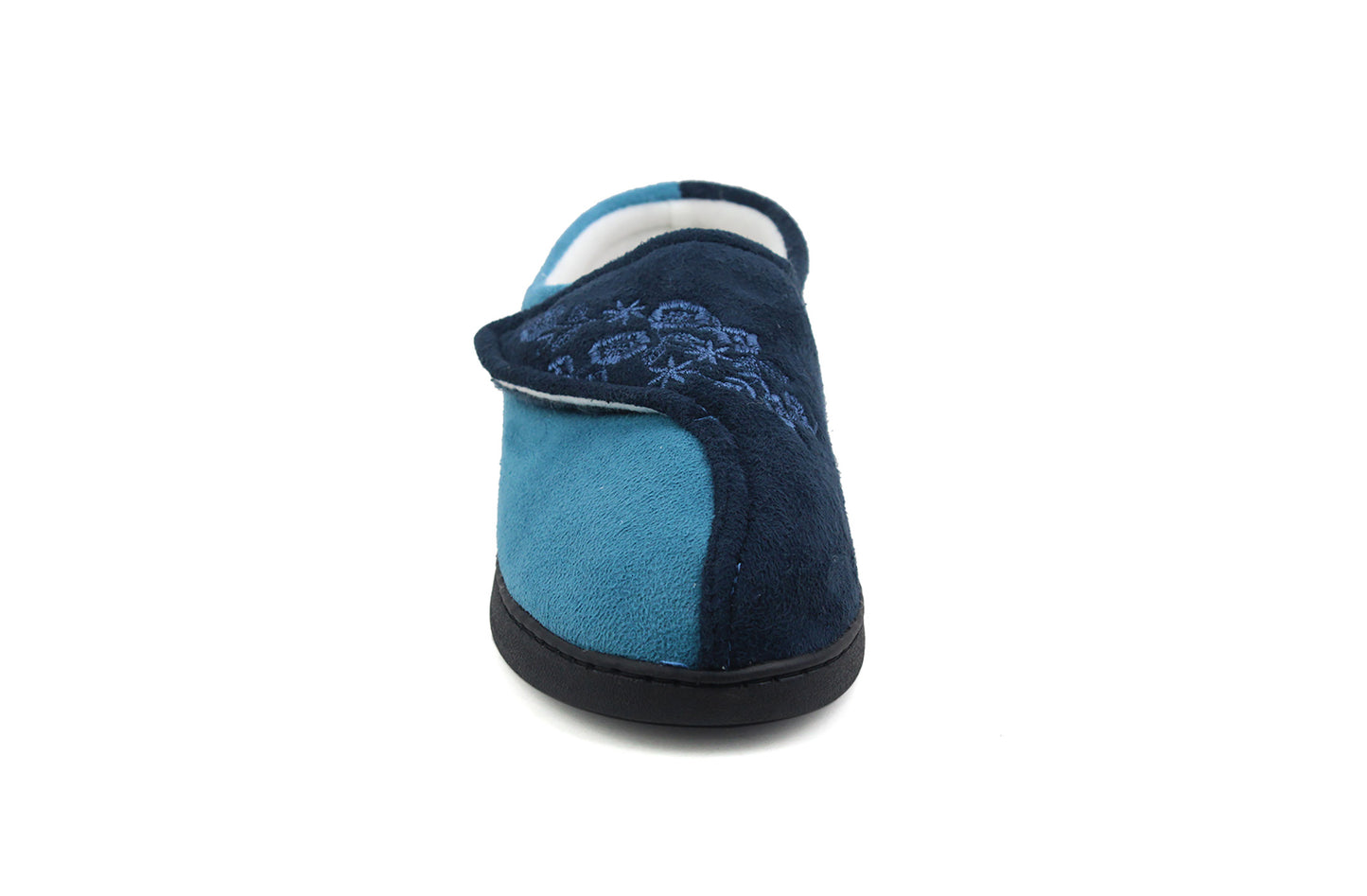 JULIE Womens 2 Tone Memory Foam Slippers in Blue/Navy