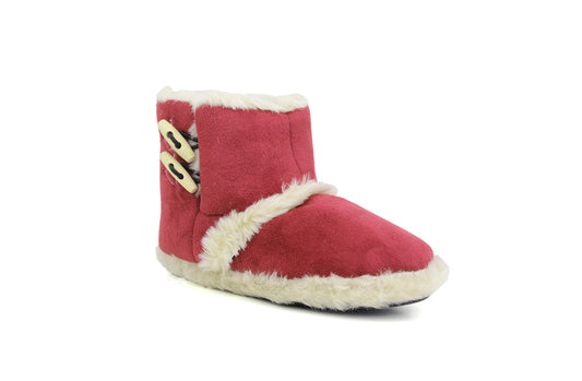 AD3821 Womens Faux Fur Ankle Boot Slippers in Red