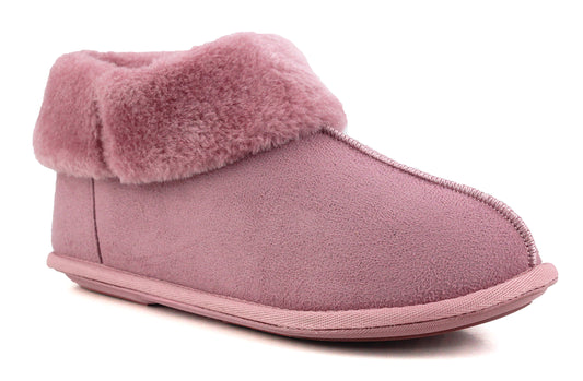 PHOEBE Womens Faux Fur Ankle Slippers in Pink