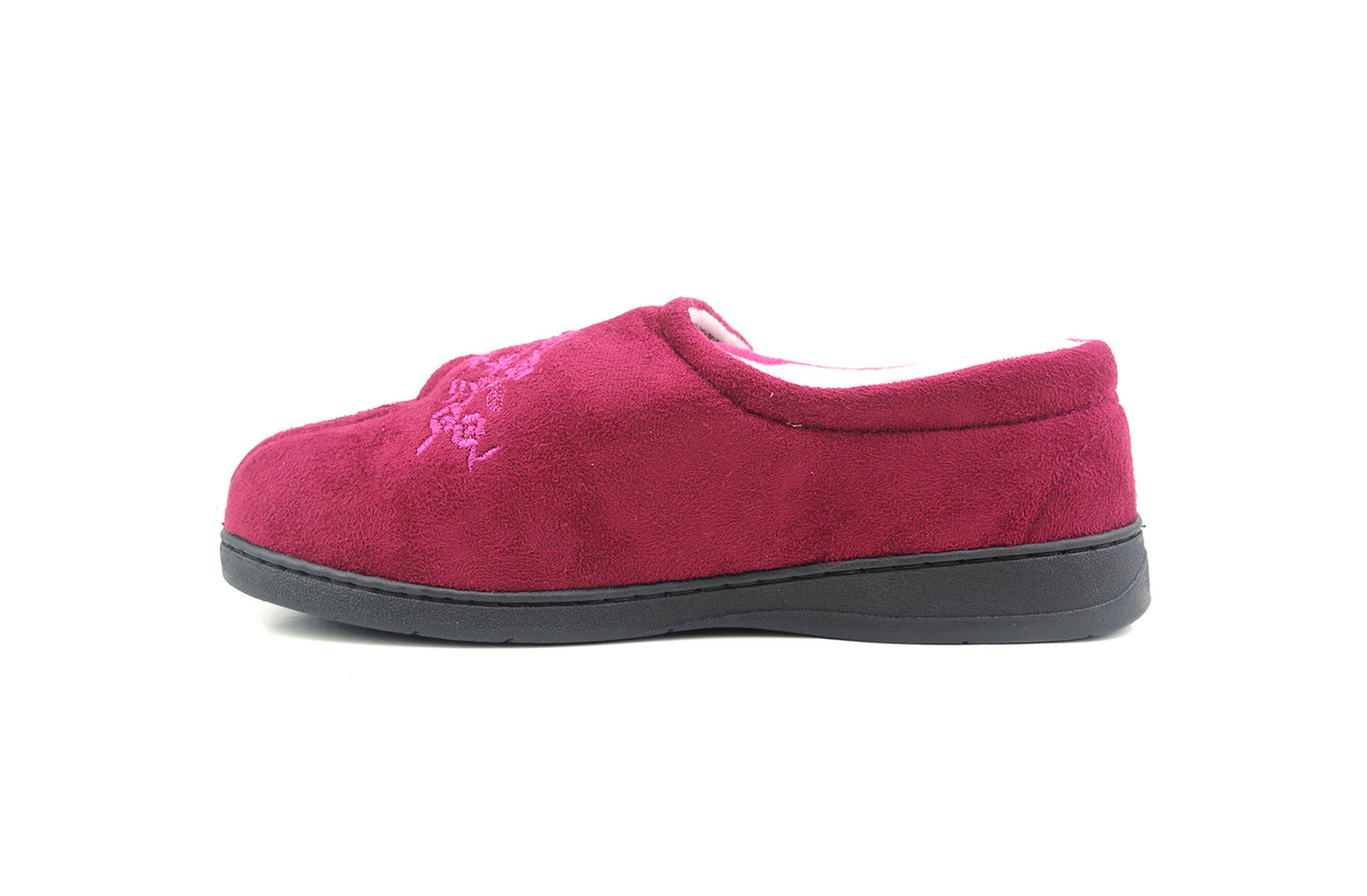 JULIE Womens 2 Tone Memory Foam Slippers in Pink/Burgundy