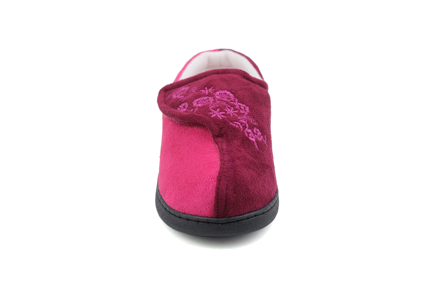 JULIE Womens 2 Tone Memory Foam Slippers in Pink/Burgundy