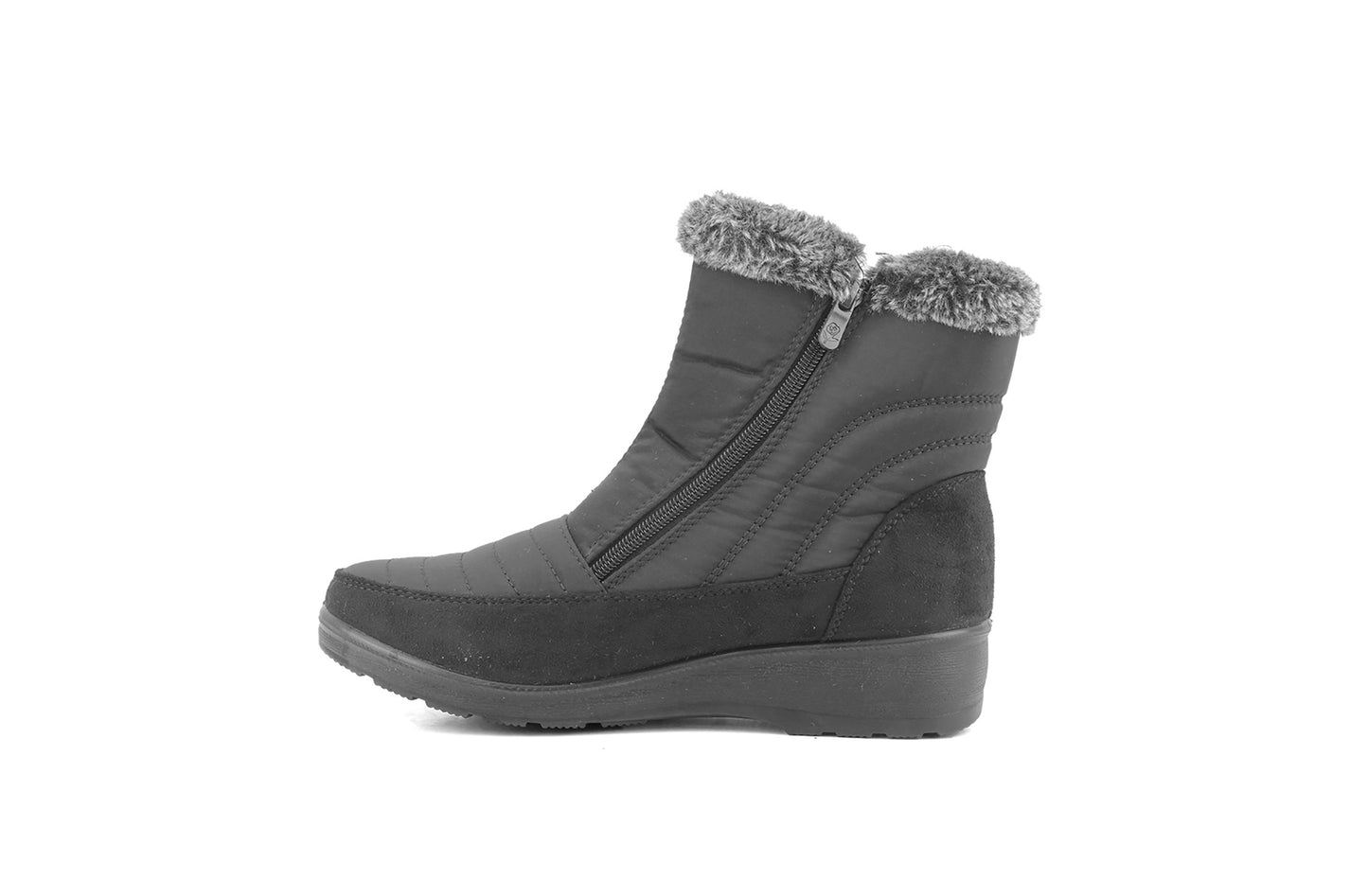 B770373 Womens Quilted Thermal Fur Lined Ankle Boots in Black