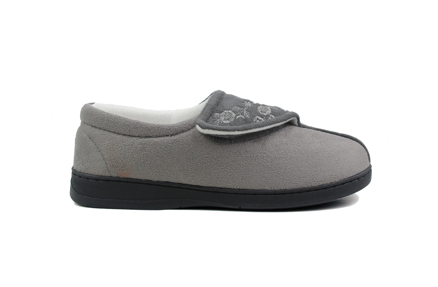 JULIE Womens 2 Tone Memory Foam Slippers in Grey Charcoal