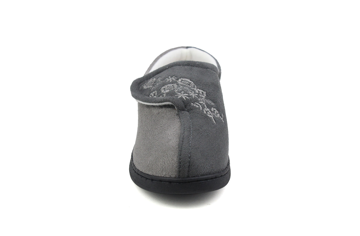 JULIE Womens 2 Tone Memory Foam Slippers in Grey Charcoal