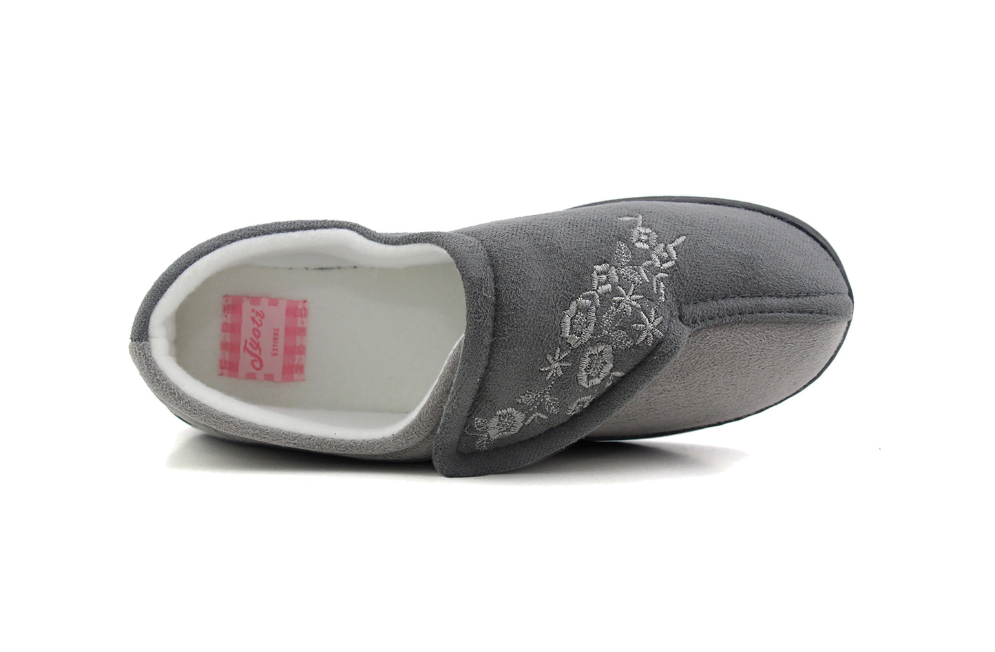 JULIE Womens 2 Tone Memory Foam Slippers in Grey Charcoal