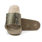 SANIA Womens Gold Snake Print Beach Pool Sliders