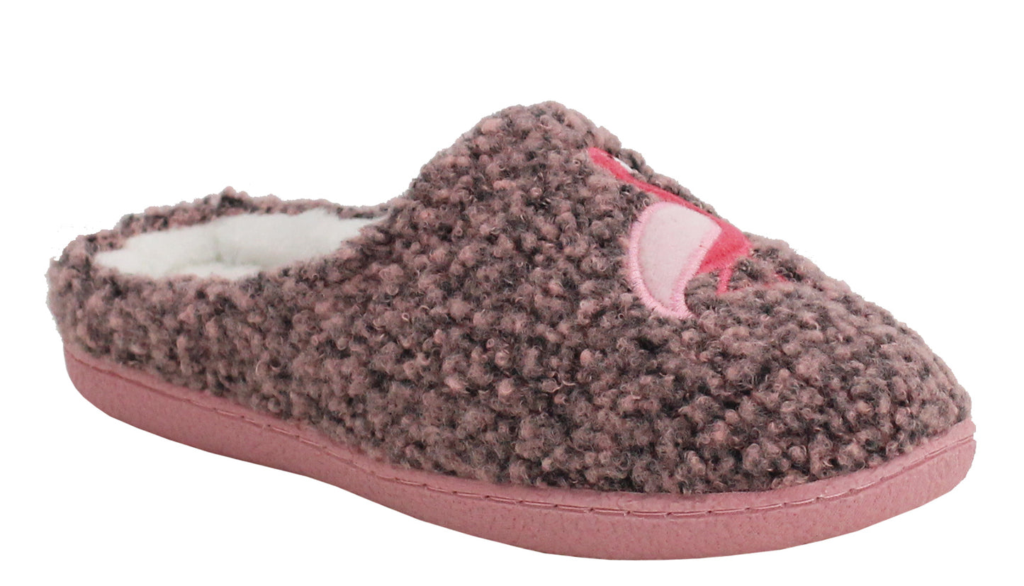 FIZZ Womens Fleece Faux Fur Lined Slippers in Pink