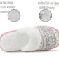 B589673 Womens Faux Fur Fair isle Mules Slippers Pink