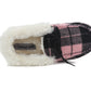 MINA Womens Faux Fur Check Slippers in Pink