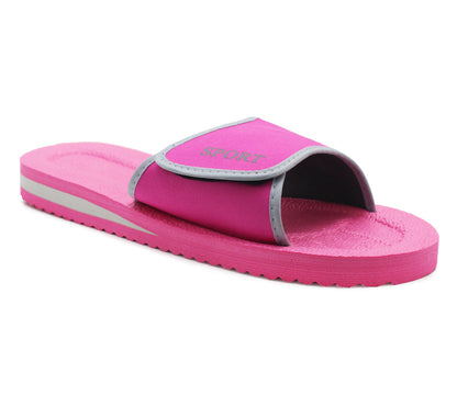 B476710 Mens Lightweight EVA Foam Touch Fasten Sliders Pink