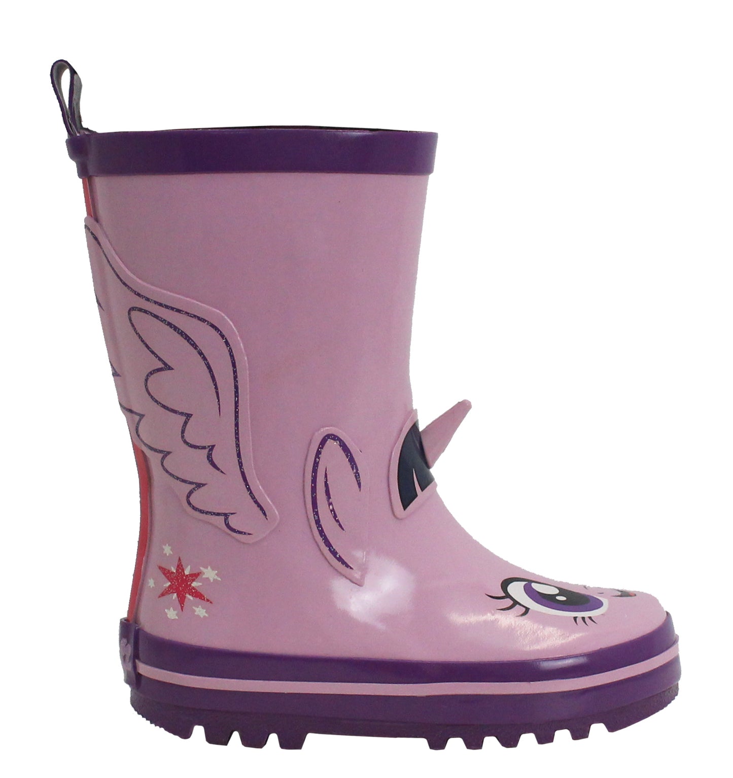 LPX111 Kids Girls Mid Calf Unicorn Wellies in Lilac