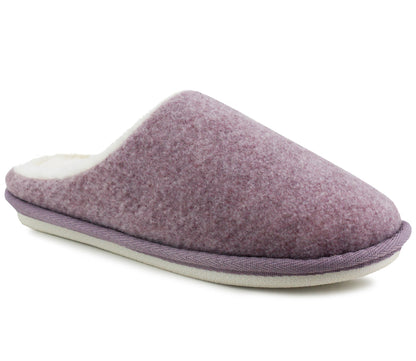 B841873 Womens Faux Fur Mule Slippers in Lilac