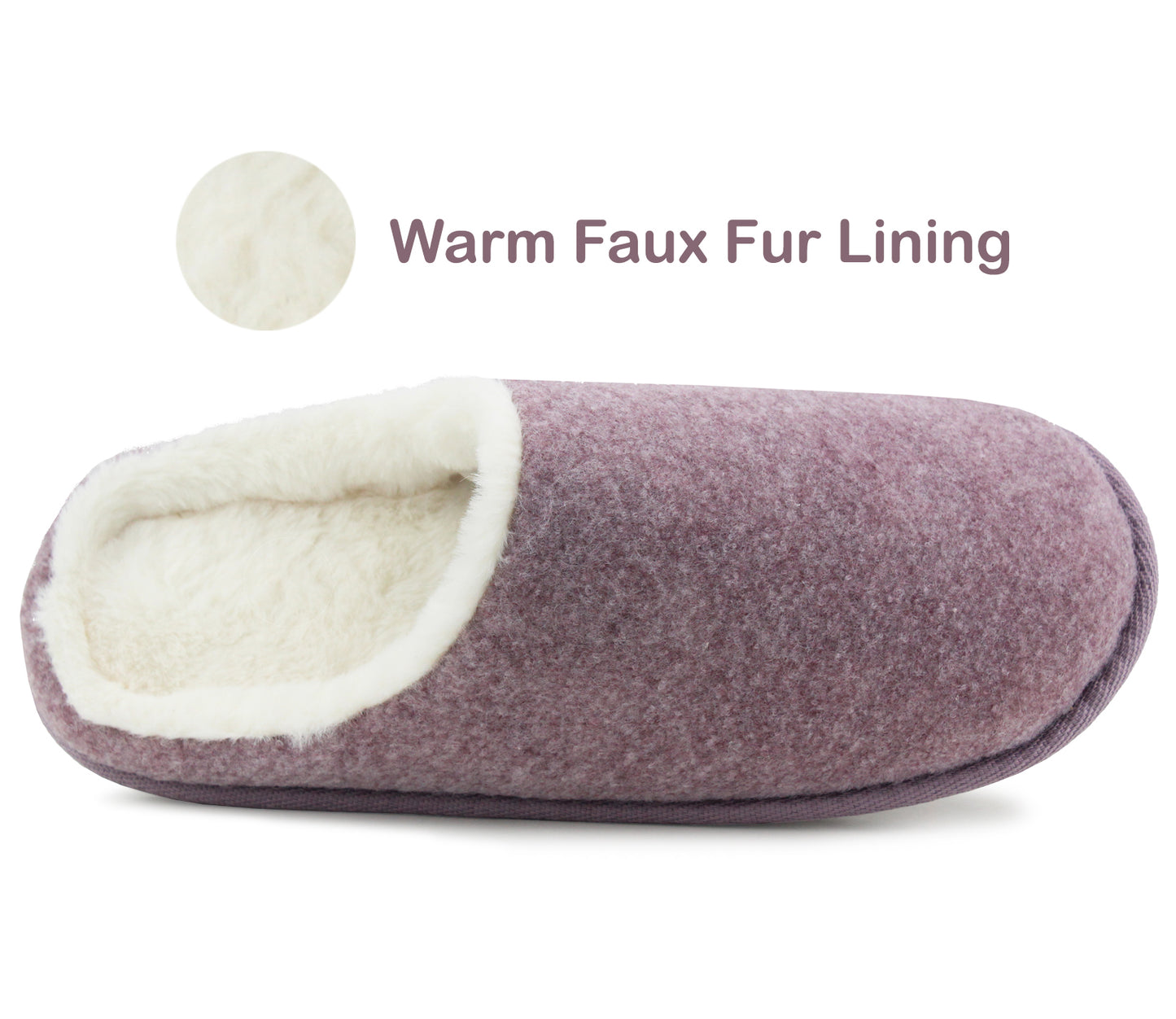 B841873 Womens Faux Fur Mule Slippers in Lilac