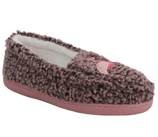 LEXY Womens Fleece Flamingo Slippers in Pink