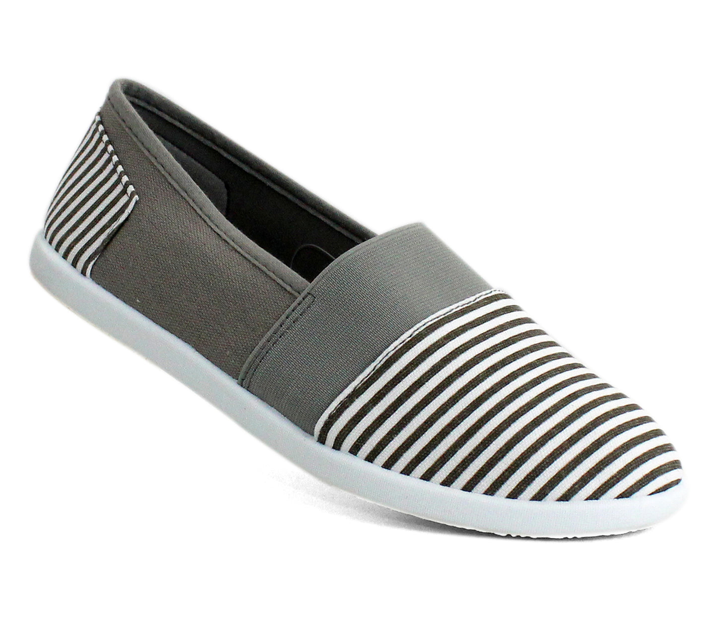 B260313 Womens Canvas Striped Pumps in Grey