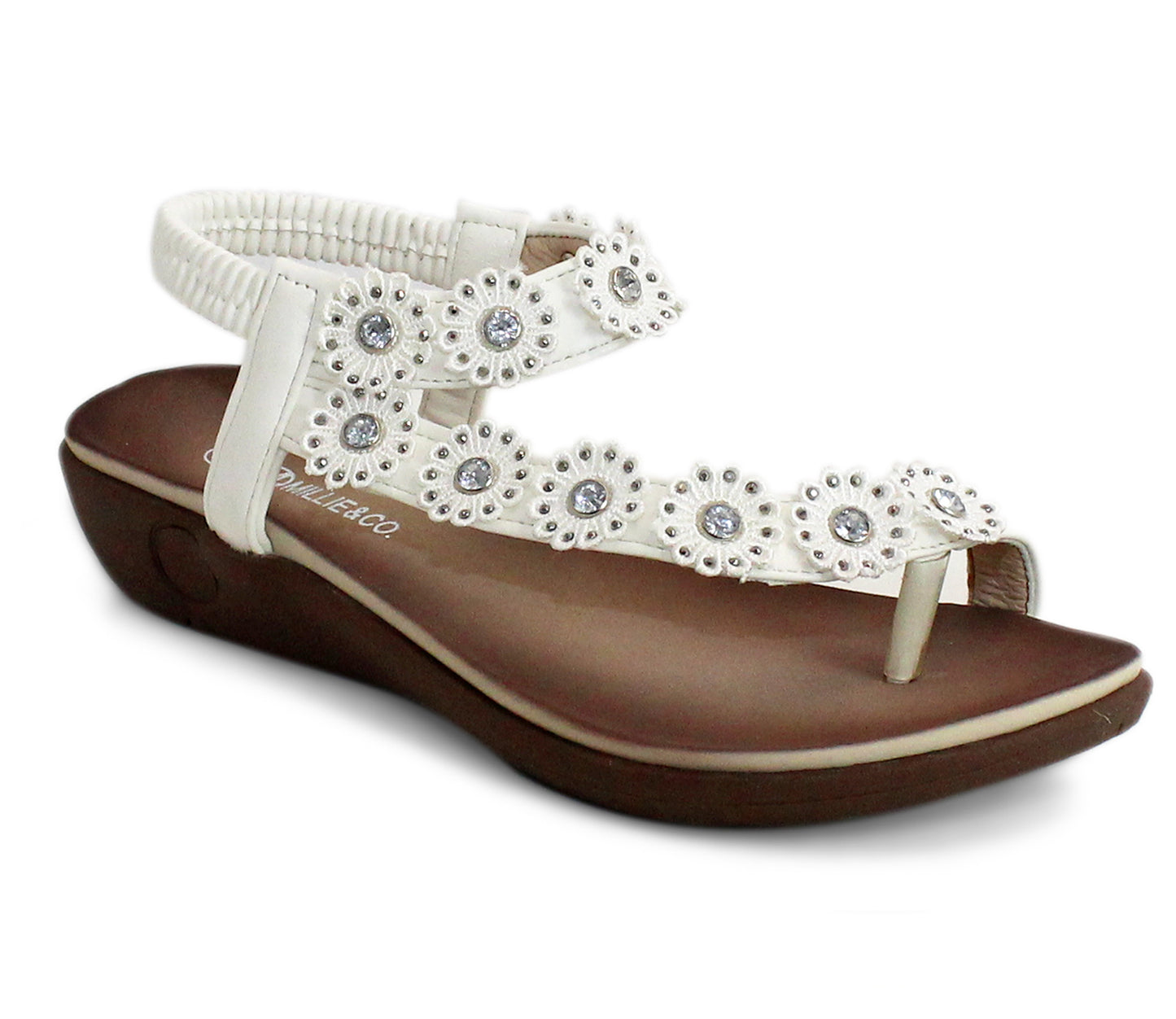 B808859 Womens Slingback Diamante Sandals in White
